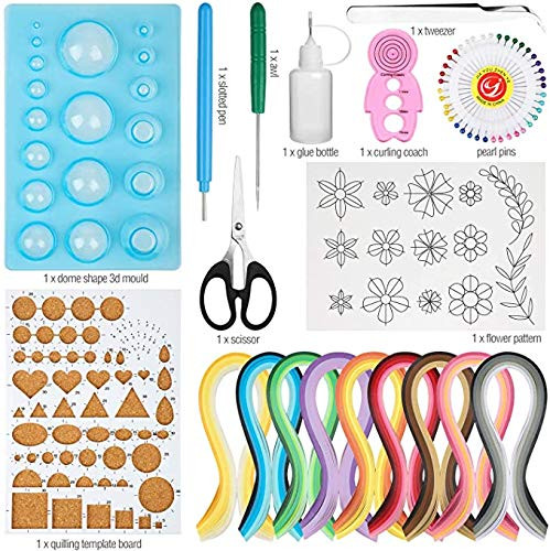 Tokenhigh Paper Quilling Kit19 Pcs Quilling Paper Strips with 45 Colors 900 Strips Quilling Tools and Supplies DIY Starter Set for Paper Quilling and Paper Art Craft