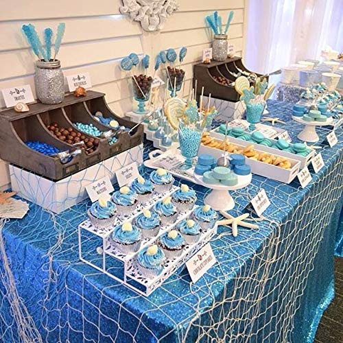 Aqua Blue Sequin Tablecloth Square 90x90 Inch Sparkly Table Cover Sequin Drape Table Cloth Overlay for Birthday Wedding Party Bridal Shower