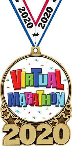 Virtual Marathon 2020 Double Action Medals 2_5 Gold Virtual Marathon Medal Awards 1 Pack Prime