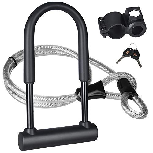 KASTEWILL Bike U Lock Heavy Duty Bicycle U-Lock Combination Bike U Shackle Secure Locks with 16mm Shackle 4ft Length Security Cable and Sturdy Mounting Bracket for BicycleMotorcycle and MoreLarge