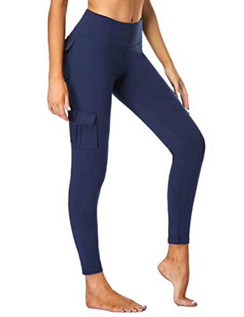 SEVEGO Womens Cargo Yoga Leggings with 4 Pockets Stretchy High Waisted Tummy Control Athletic Workout Pants Gym Tights Navy Blue M SEVEGO Womens Cargo Yoga Leggings with 4 Pockets Stretchy High Waisted Tummy Control Athletic Workout Pants Gym Tights Navy Blue M