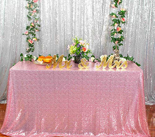 Sequin Tablecloth 60x102-Inch Pink Gold Sequin Table Cover Wedding Table Clothes Christmas Tablecloths Cake Overlay for Party Birthday Baby Shower Decoration 60x102 Pink Gold