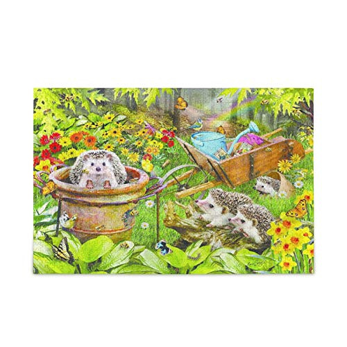 Vvfelixl - Hedgehog Garden - 500 Pieces Jigsaw Puzzle - 20_5X14_9 Wooden Puzzle DIY Family Game