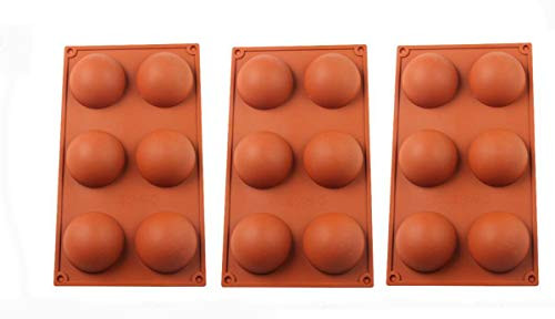 3Pcs 6 Holes Silicone Mold For Chocolate Cake Jelly Pudding Handmade Soap Round Shape Half Sphere Mold Non Stick BPA Free Cupcake Baking Pan
