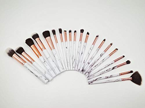TDCQQGQQ Eye Brush Beauty Tools Makeup Brush Set Three-Color Hair Flash Silver Makeup Brush Loose Powder Brush Portable Makeup Brush Matte Wooden Handle Soft Hair-20 Marbles A