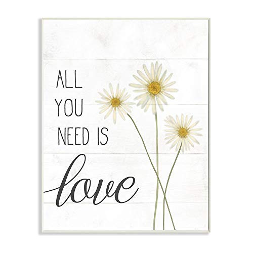 Stupell Industries All You Need is Love Quote Country Floral Charm Designed by Daphne Polselli Art 13 x 19 Wall Plaque