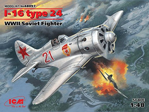 ICM 148 Scale World War II Soviet Fighter Plane I-16 Type 24 - Plastic Aircraft Model Building Kit  48097