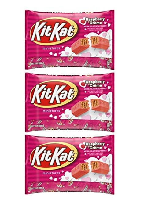 Kit Kits Raspberry Creme Valentines Day Chocolate Candy Miniatures - Pack of 3 Bags - 9 oz Per Bag - 27 oz Total - Bulk Valentine Kit Kats Kit Kits Raspberry Creme Valentines Day Chocolate Candy Miniatures - Pack of 3 Bags - 9 oz Per Bag - 27 oz Total - Bulk Valentine Kit Kats