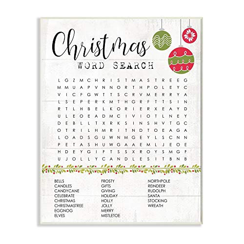 Stupell Industries Christmas Word Search Holiday Activity Text Design Designed by Daphne Polselli Art 13 x 19 Wall Plaque