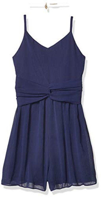 Amy Byer Girls Sleeveless Twist Front Romper Sunset Navy 14