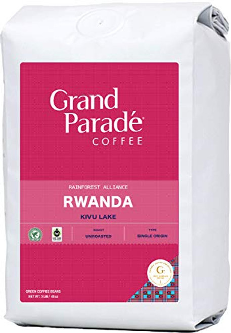 3 LB Unroasted Green Coffee Beans - Rwanda RFA Certified Women Produced Single Origin - High Altitude Kivu Lake Specialty Arabica of Bourbon Variety - Direct Trade - Fresh Crop