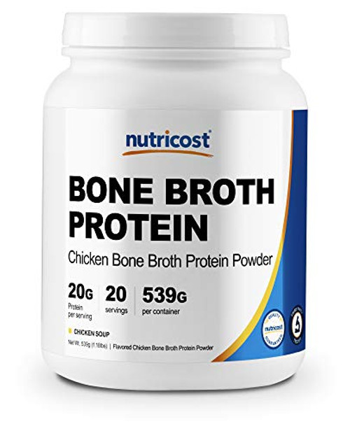 Nutricost Chicken Bone Broth Protein Powder 20 Serv Chicken Soup Flavor - Gluten Free  and  Non-GMO