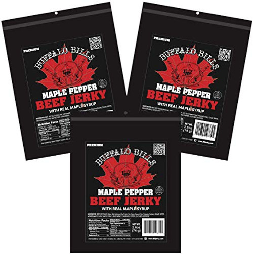 Buffalo Bills 2_6oz Premium Maple Pepper Beef Jerky 3-Pack beef jerky made with real maple syrup Buffalo Bills 2_6oz Premium Maple Pepper Beef Jerky 3-Pack beef jerky made with real maple syrup