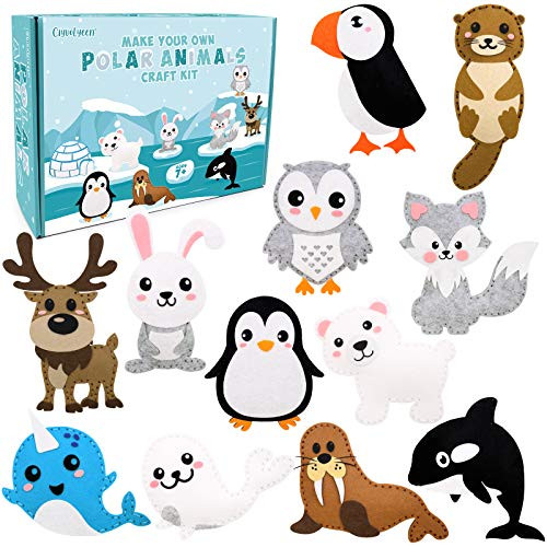 CiyvoLyeen Polar Animals Sewing Kit for Kids Make Your Own Winter Polar Animals Felt Plush Craft Kit Includes 14 Creative Projects to Sewing Beginners Fun DIY Educational Gift for Boys and Girls CiyvoLyeen Polar Animals Sewing Kit for Kids Make Your Own Winter Polar Animals Felt Plush Craft Kit Includes 14 Creative Projects to Sewing Beginners Fun DIY Educational Gift for Boys and Girls