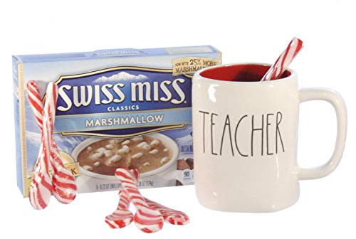 Rae Dunn TEACHER Mug with Red Interior Coffee Cup for Tea Cocoa Teacher Appreciation