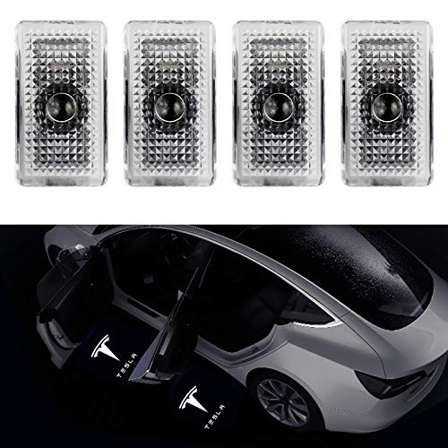 Farmogo Car Door LED Logo Projector puddle lights Welcome Light Ghost Shadow for Tesla Model 3 Model S Model Y Model X Accessories4 pack