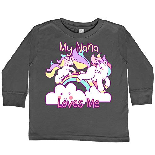 inktastic My Nana Loves Me Unicorn Toddler Long Sleeve T-Shirt 3T Charcoal 28ce7 inktastic My Nana Loves Me Unicorn Toddler Long Sleeve T-Shirt 3T Charcoal 28ce7