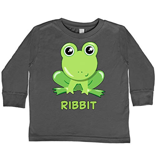 inktastic Ribbit Cute Green Frog Toddler Long Sleeve T-Shirt 4T Charcoal 28e6a