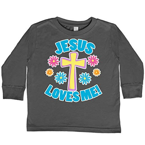 inktastic Easter Jesus Loves Me Toddler Long Sleeve T-Shirt 2T Charcoal 29088