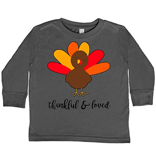 inktastic Thankful and Loved-Cute Toddler Long Sleeve T-Shirt 4T Charcoal 2d3f1