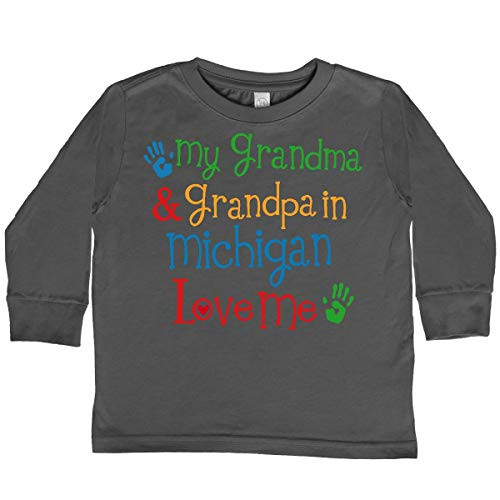 inktastic Michigan Grandma Loves Toddler Long Sleeve T-Shirt 2T Charcoal 2e6ce