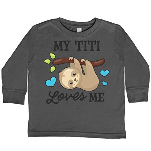 inktastic My Titi Loves Me with Toddler Long Sleeve T-Shirt 2T Charcoal 2f1e4