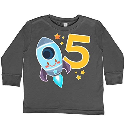inktastic Rocket Space Ship Happy Toddler Long Sleeve T-Shirt 5-6 Charcoal 2f6e1