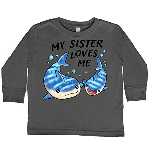 inktastic My Sister Loves Me- Toddler Long Sleeve T-Shirt 5-6 Charcoal 322be
