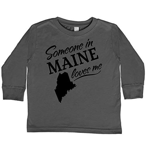 inktastic Someone in Maine Loves Toddler Long Sleeve T-Shirt 2T Charcoal 338ce