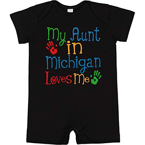 inktastic My Aunt in Michigan Loves Me Infant Romper 12 Months Black 33999 inktastic My Aunt in Michigan Loves Me Infant Romper 12 Months Black 33999