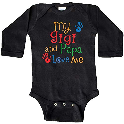 inktastic Gigi and Papa Love Me Gift Long Sleeve Creeper 12 Months Black