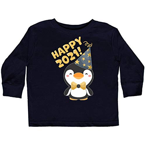 inktastic Happy 2021 Cute New Years Toddler Long Sleeve T-Shirt 2T Black 39213