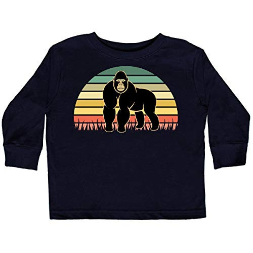 inktastic Gorilla Retro Sunset Jungle Toddler Long Sleeve T-Shirt 4T Black 3cbbd