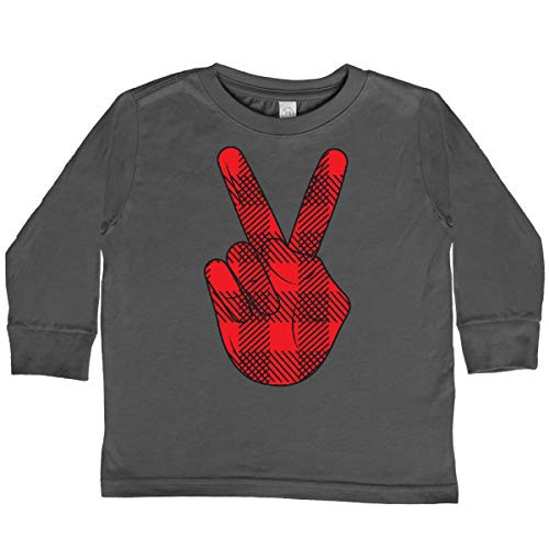 inktastic Christmas Peace Sign in Toddler Long Sleeve T-Shirt 4T Charcoal 3d7f5