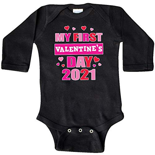 inktastic My 1st Valentines Day 2021 Long Sleeve Creeper 6 Months Black 3e186