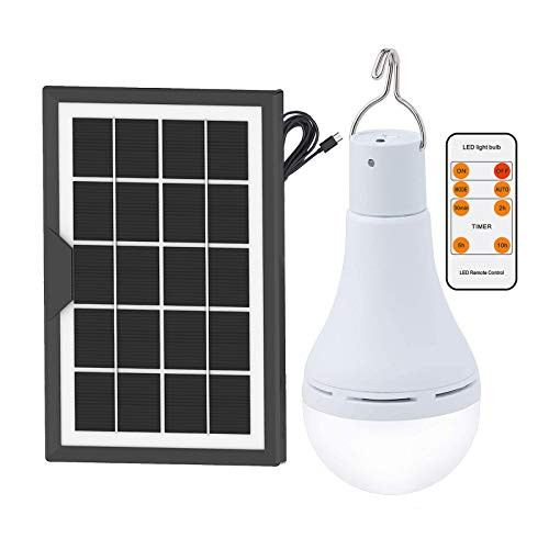 OwnZone Solar Light Bulb Outdoor 9W 350LM Solar Powered Light Rechargeable Led Bulb with Remote Timer Lighting Sensor 4 Lighting Mode for Chicken Coops Shed Hiking Camping Hurricane Lighting OwnZone Solar Light Bulb Outdoor 9W 350LM Solar Powered Light Rechargeable Led Bulb with Remote Timer Lighting Sensor 4 Lighting Mode for Chicken Coops Shed Hiking Camping Hurricane Lighting