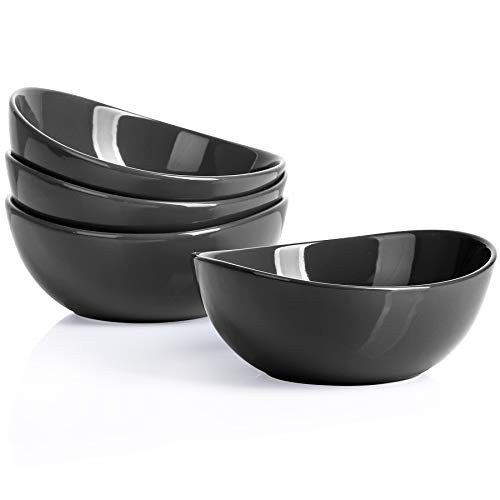 Sweese 102_413 Porcelain Bowls - 18 Ounce for Cereal Salad Dessert - Set of 4 Grey