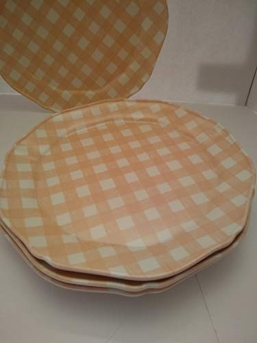 11 Melamine Gingham Dinner Plate Coral Set of 4 4