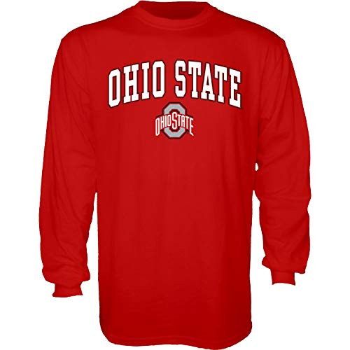 NCAA Ohio State Buckeyes Mens Long Sleeve T Shirt Team Color Arching Over Ohio State Buckeyes Red XX-Large