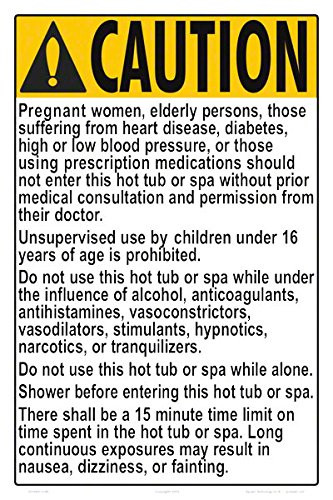 Aquatic Technology New Jersey Spa Rules Caution Sign - 12 x 18 Inches on Styrene Plastic