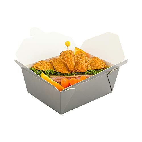 Bio Tek 45 oz Rectangle Gray Paper 8 Bio Box Take Out Container - 6 34 x 5 12 x 2 12 - 50 count box - Restaurantware