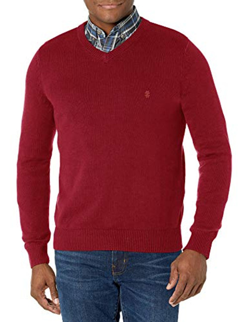 IZOD Mens Fit Premium Essentials Solid V-Neck 7 Gauge Sweater Biking Red XX-Large Slim