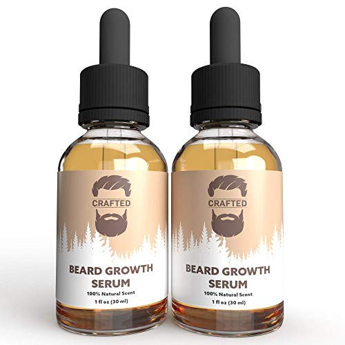Beard Growth Oil 2 pack - Crafteds Beard Growth Serum - Help Fill in Patchy or Bald Spots in 4-8 Weeks - Get a Thicker Fuller Healthier Beard - Best Gift For Men