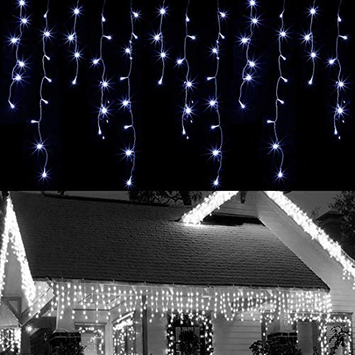 WATERGLIDE 360 LED Christmas Icicle Lights Outdoor Dripping Icicle String Light 29_5ft 8 Modes Curtain Fairy Lights with 60 Drops Indoor Xmas Holiday Wedding Party Decorations Cool White WATERGLIDE 360 LED Christmas Icicle Lights Outdoor Dripping Icicle String Light 29_5ft 8 Modes Curtain Fairy Lights with 60 Drops Indoor Xmas Holiday Wedding Party Decorations Cool White