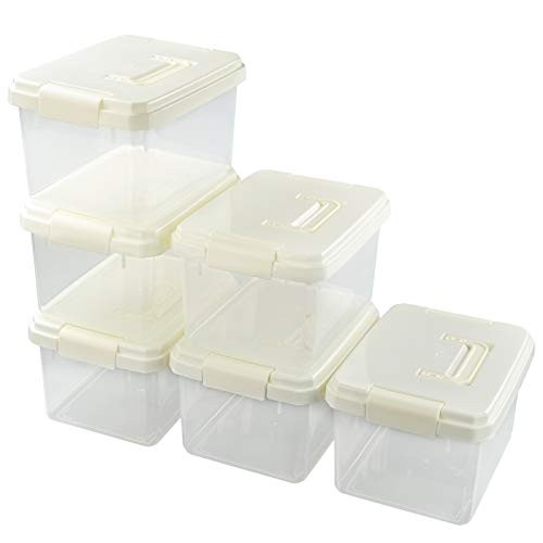DynkoNA Plastic Latch Storage Boxes Storage Box Tote with Lid Set of 6