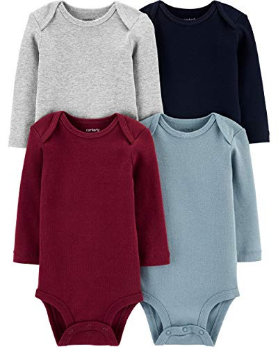Carters Baby Boys 4-Pack Long-Sleeve Original Bodysuits Solids 18 Months NavyHeatherMaroon