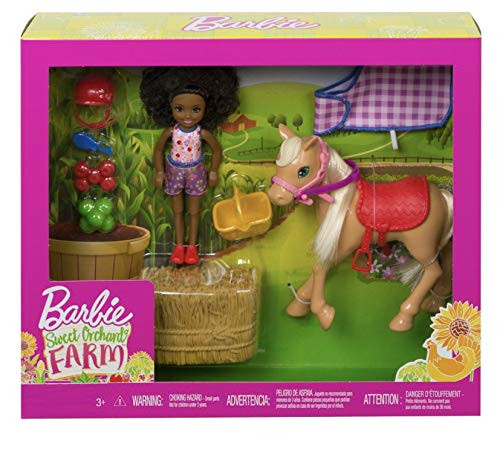 Barbie Sweet Orchard Farm Chelsea Doll and Pony 7 Piece Set-Black Chelsea Doll Barbie Sweet Orchard Farm Chelsea Doll and Pony 7 Piece Set-Black Chelsea Doll