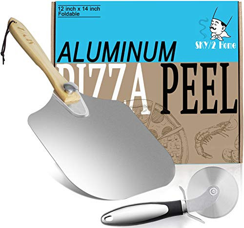 Upgraded Aluminum Metal Pizza Peel With Foldable Wood Handle Easy Storage Pizza Spatula 12 x 14-Inch Pizza Paddle for Baking Homemade Pizza Bread Upgraded Aluminum Metal Pizza Peel With Foldable Wood Handle Easy Storage Pizza Spatula 12 x 14-Inch Pizza Paddle for Baking Homemade Pizza Bread