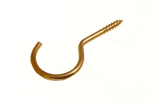 10 x UNSHOULDERED Screw in Cup Hanger Hooks 50MM EB Brass Plated Steel