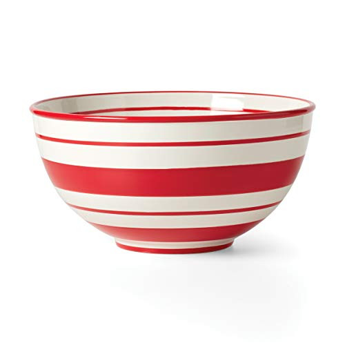 Lenox Holiday Handpaint Stripe Mixing Bowl 8_00 LB Red  and  Green